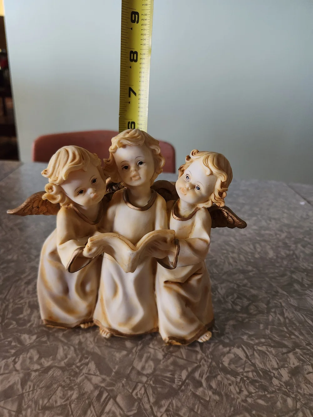 Source Unknown Cream and Gold Angel Carolers Trio Figurine